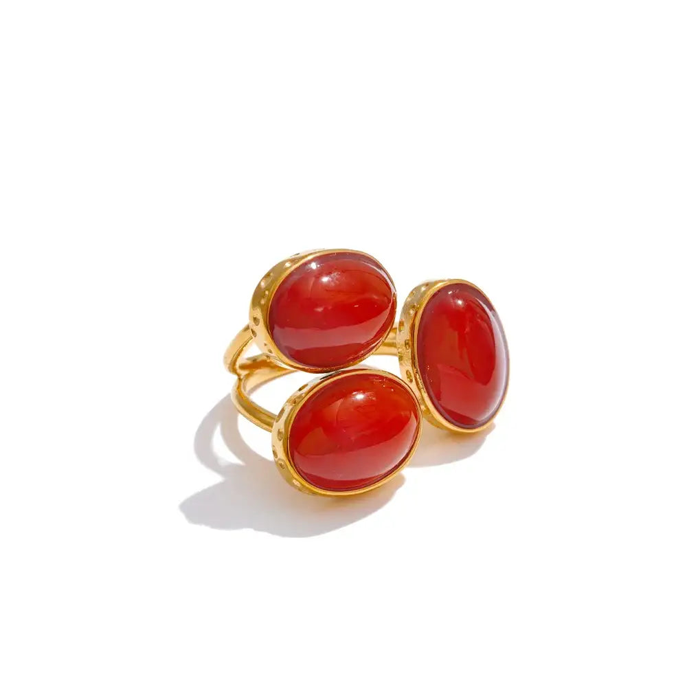 Elarin Sten Ring - Röd / Justerbar